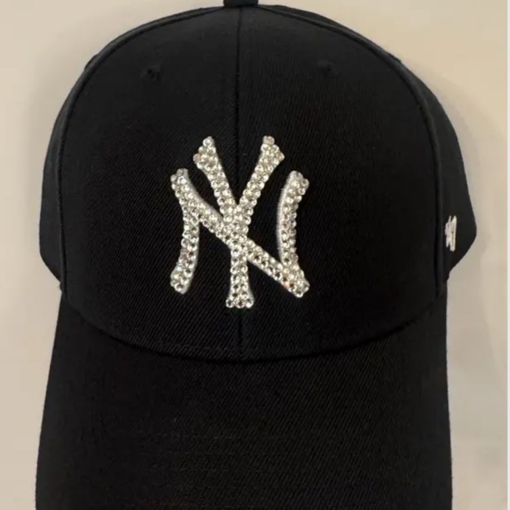 Black Cap with Rhinestone Logo